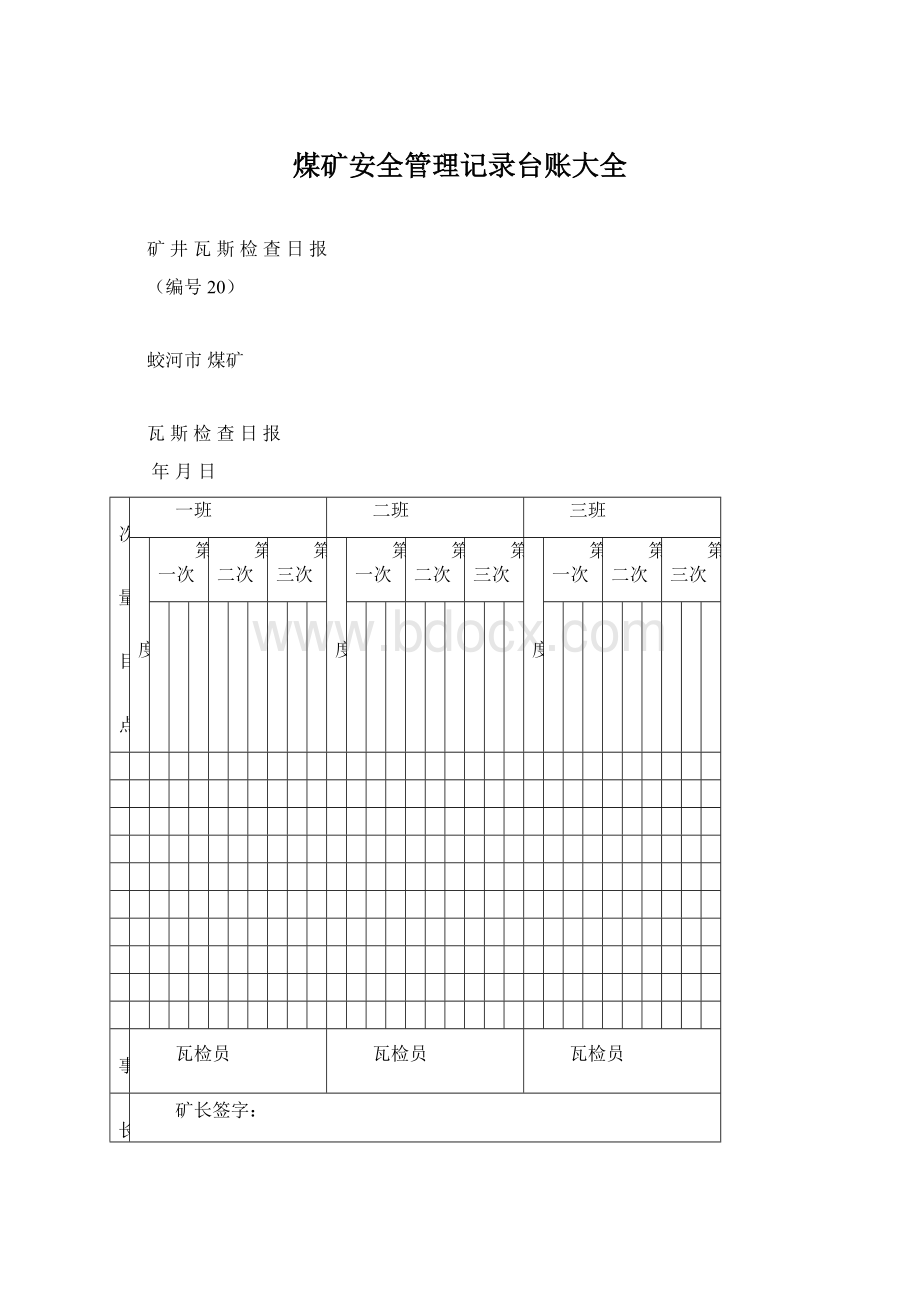 煤矿安全管理记录台账大全.docx_第1页