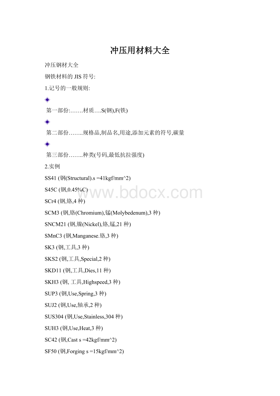 冲压用材料大全Word文档格式.docx