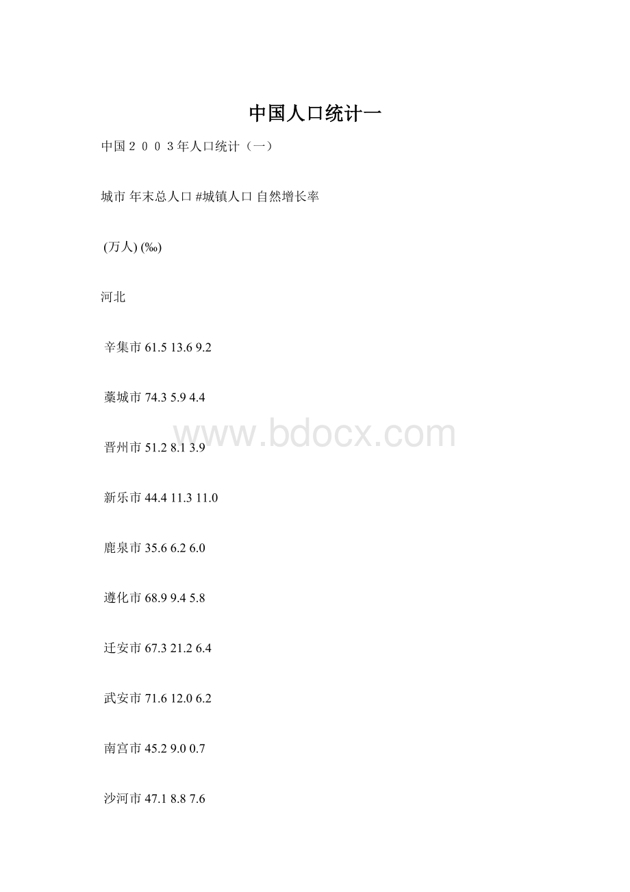 中国人口统计一Word文档格式.docx