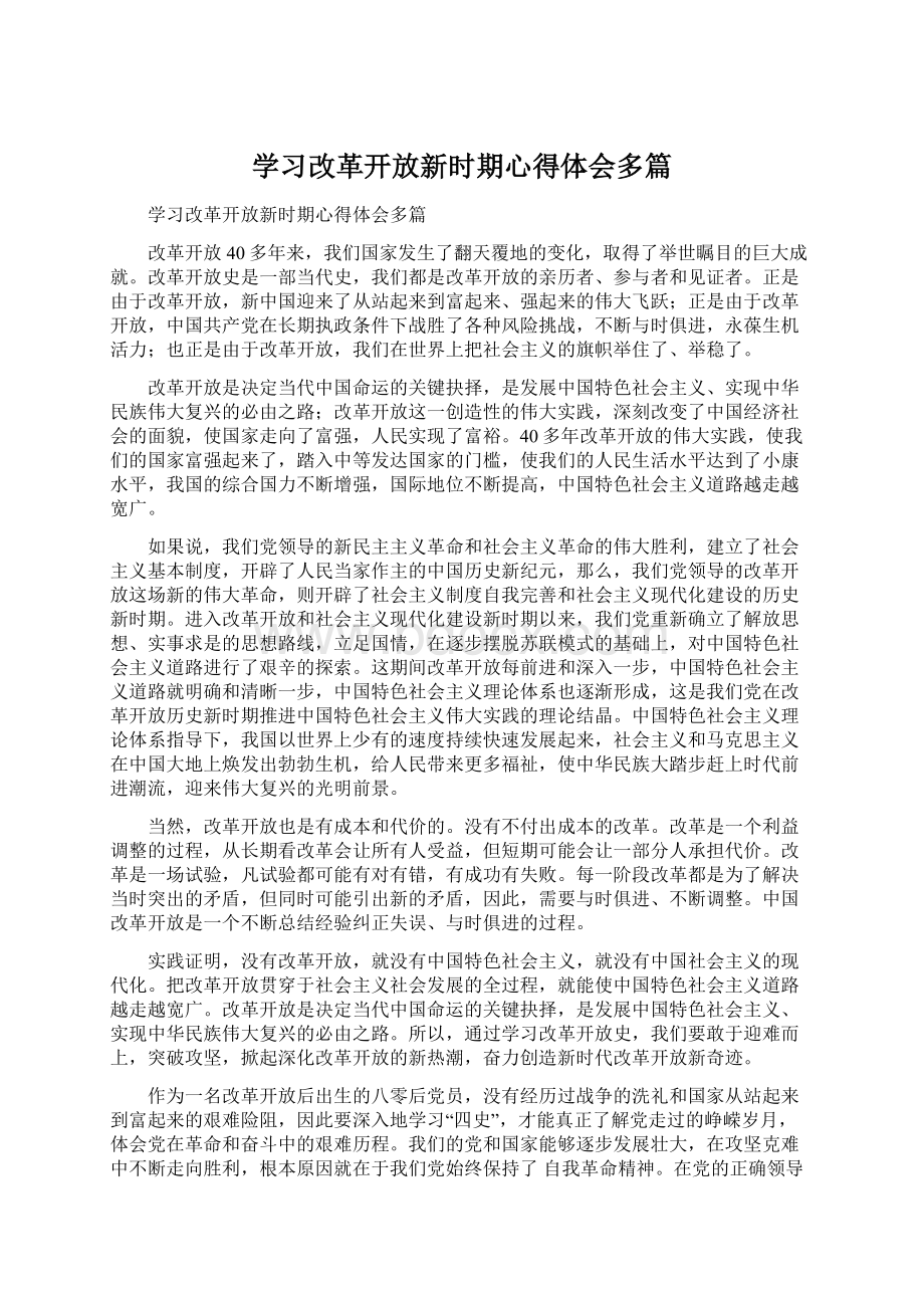 学习改革开放新时期心得体会多篇.docx_第1页