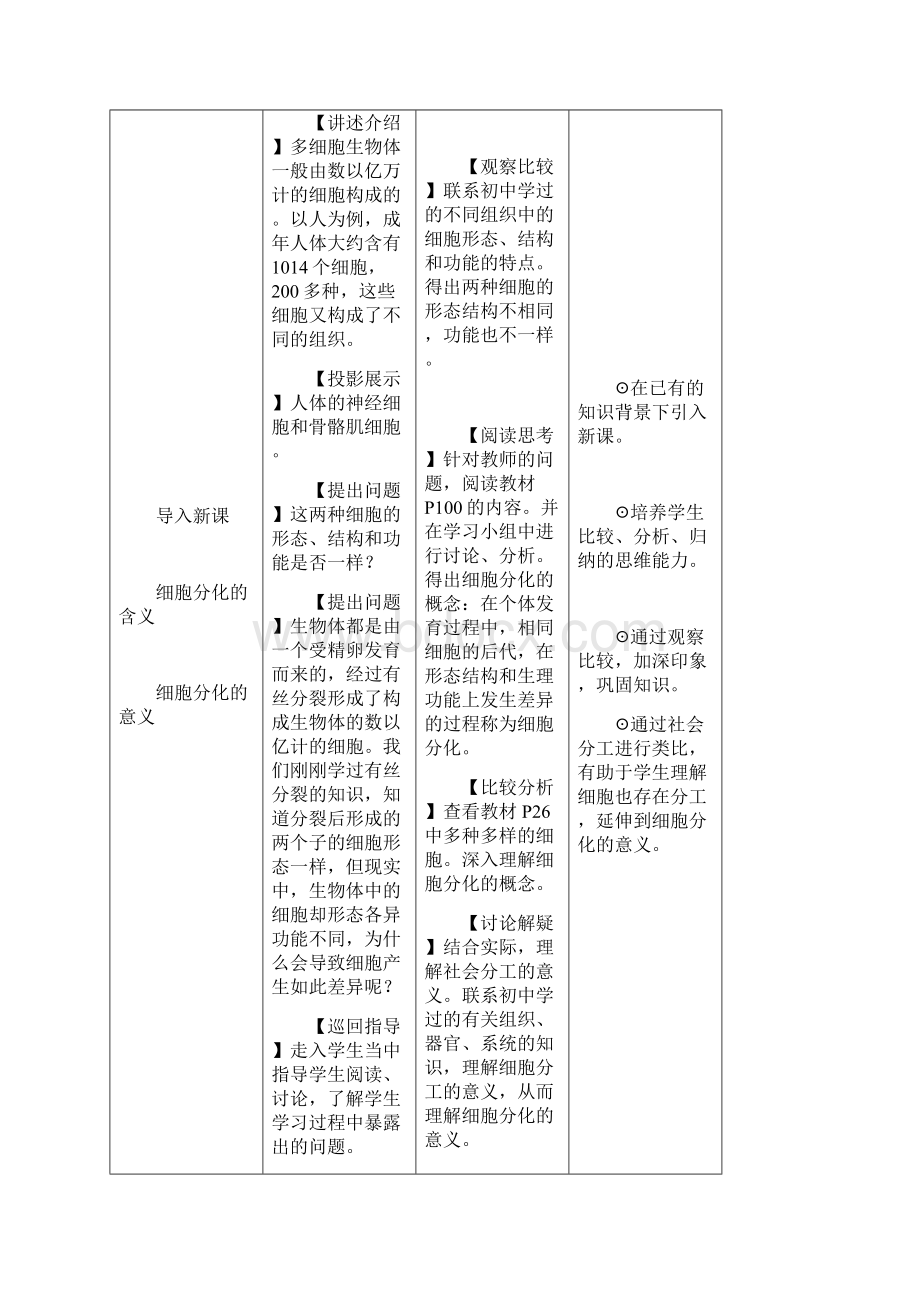 高中生物细胞的分化优质课教案.docx_第3页