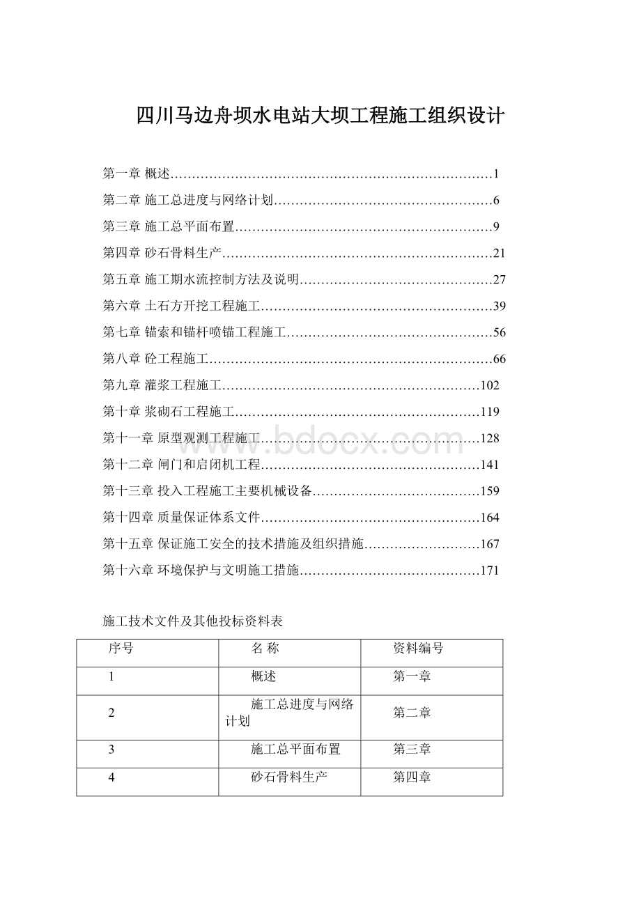 四川马边舟坝水电站大坝工程施工组织设计.docx_第1页