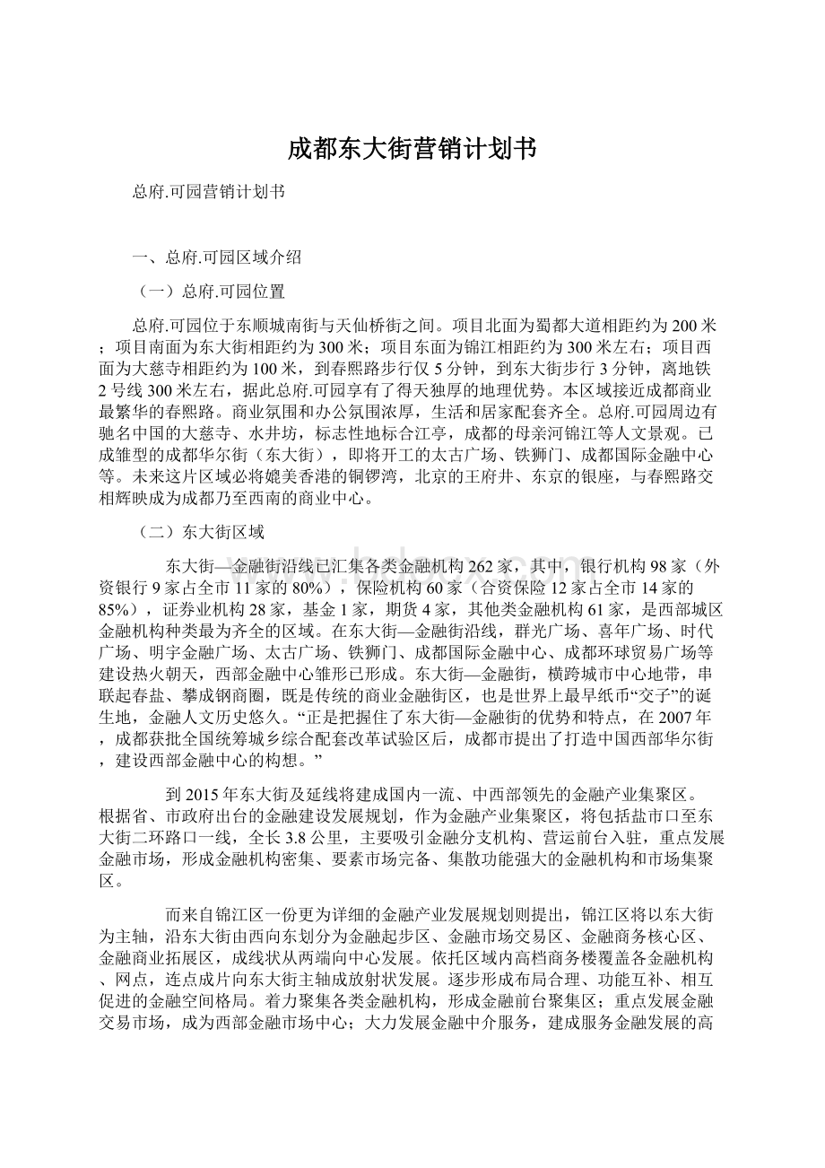 成都东大街营销计划书文档格式.docx