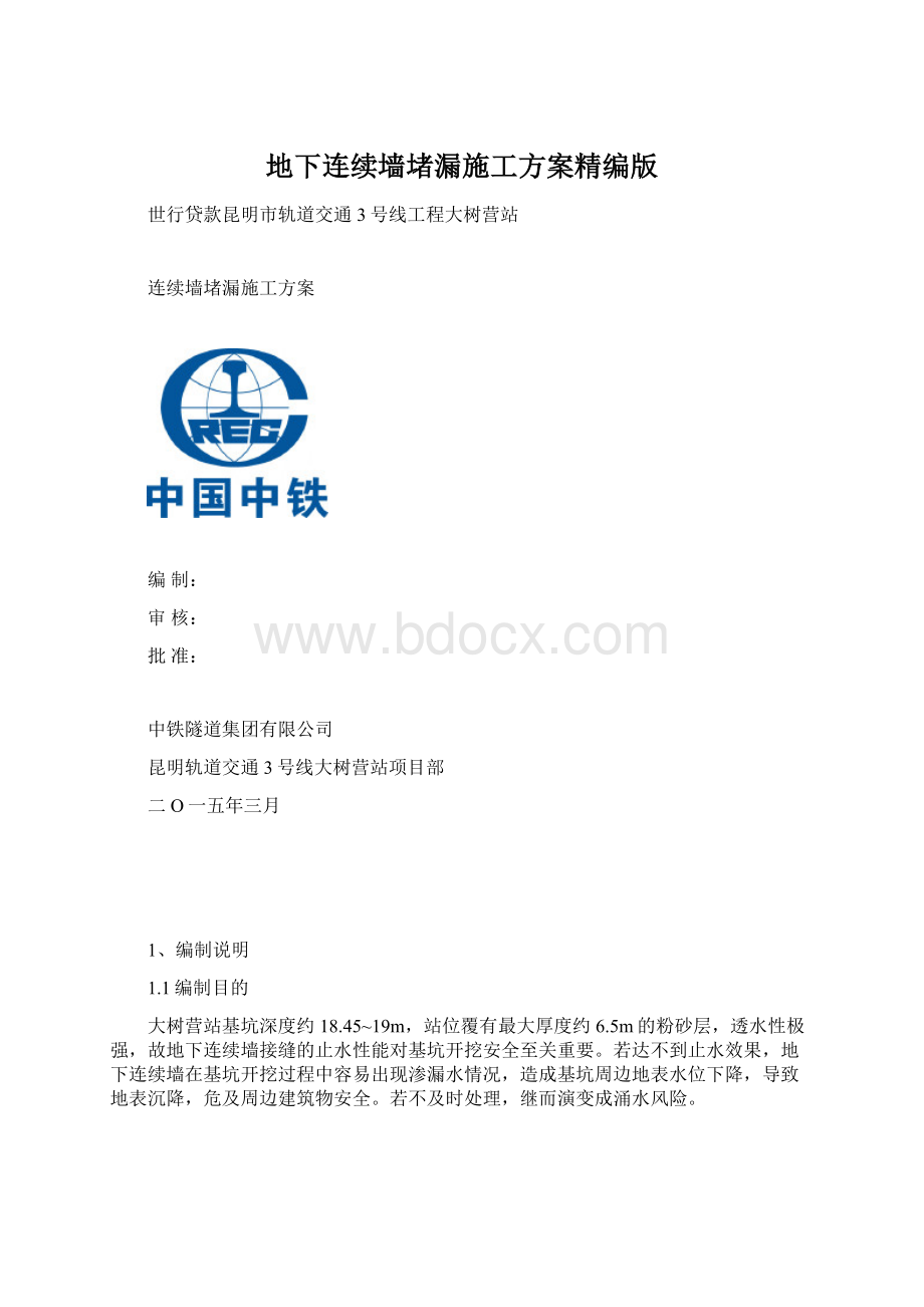 地下连续墙堵漏施工方案精编版.docx