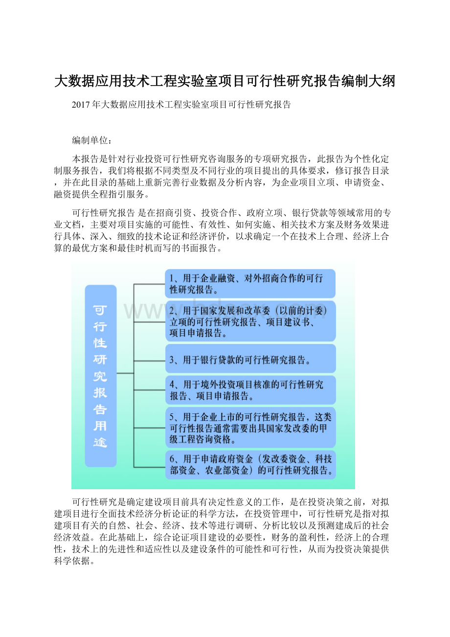 大数据应用技术工程实验室项目可行性研究报告编制大纲.docx_第1页