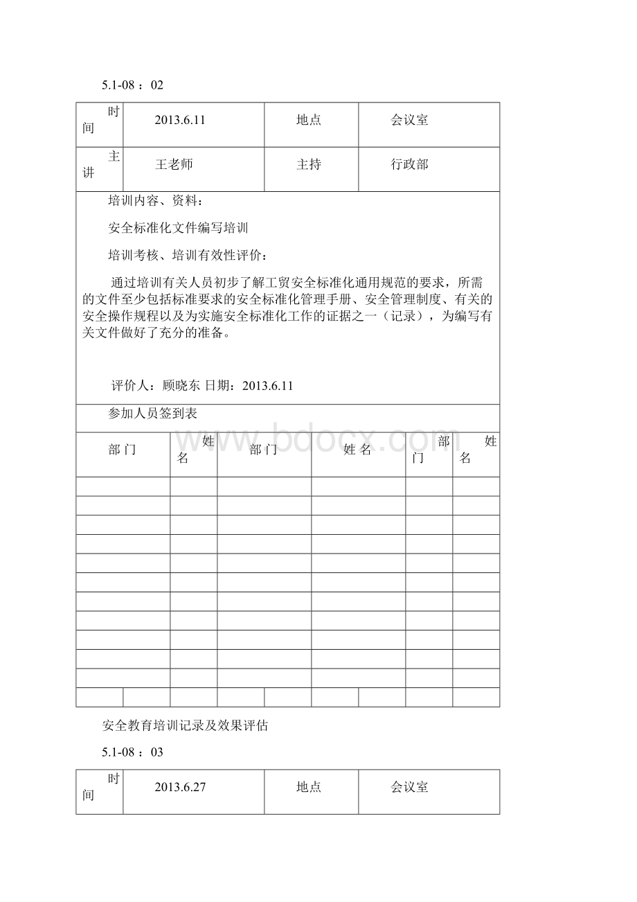 安全教育培训记录及效果评估文档格式.docx_第2页