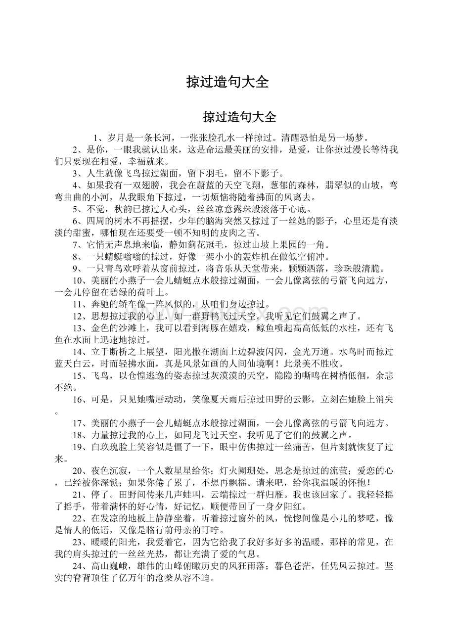 掠过造句大全文档格式.docx