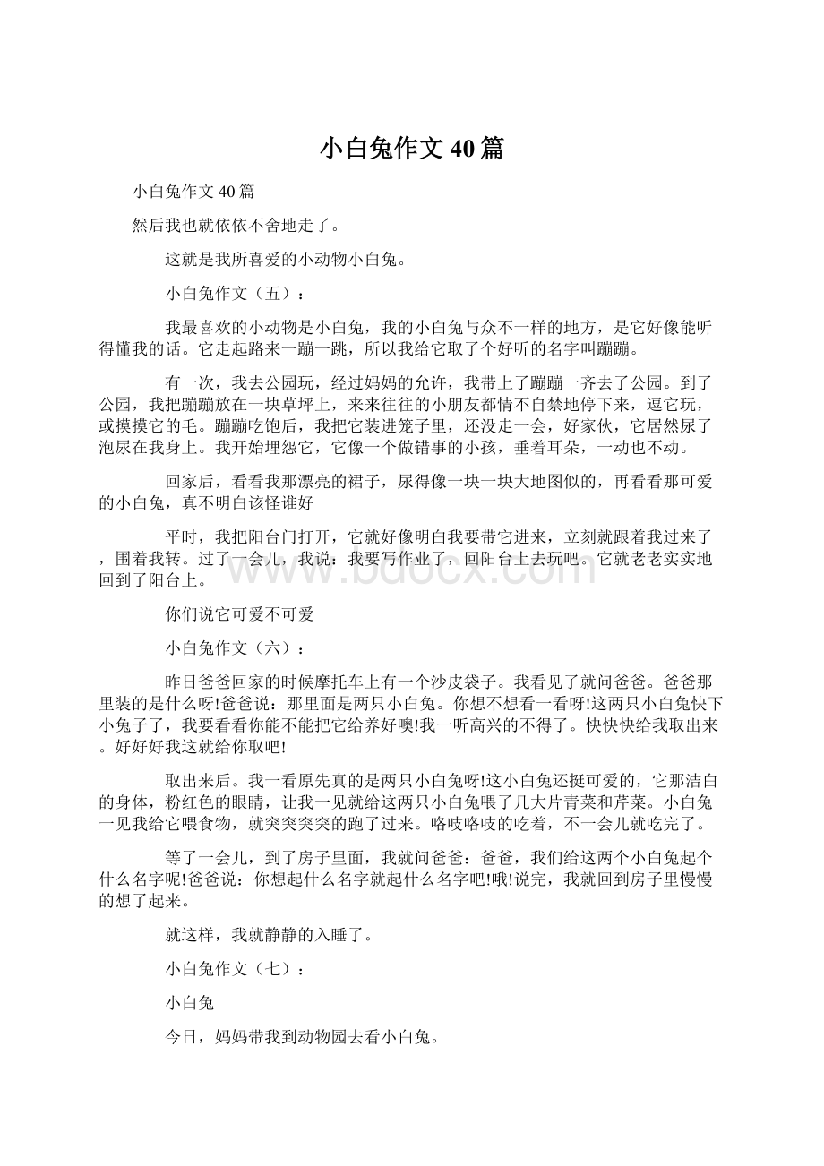 小白兔作文40篇文档格式.docx_第1页