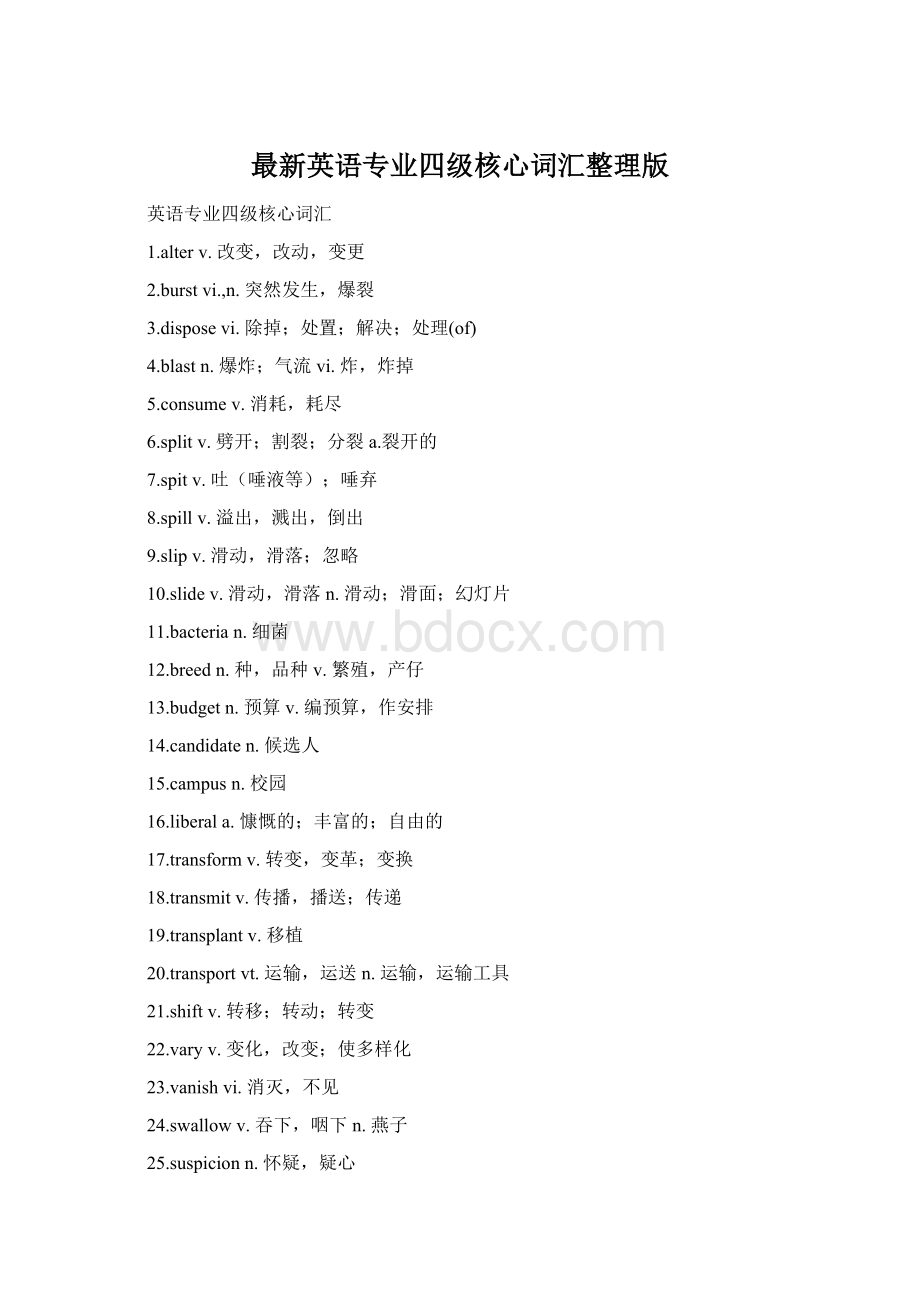 最新英语专业四级核心词汇整理版Word文档下载推荐.docx_第1页