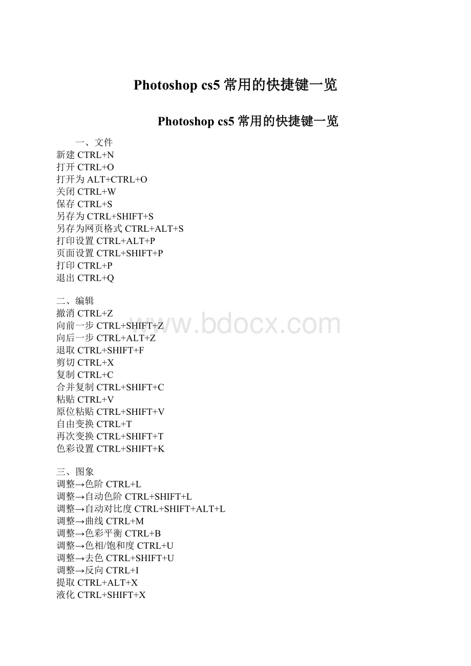 Photoshop cs5常用的快捷键一览Word下载.docx_第1页