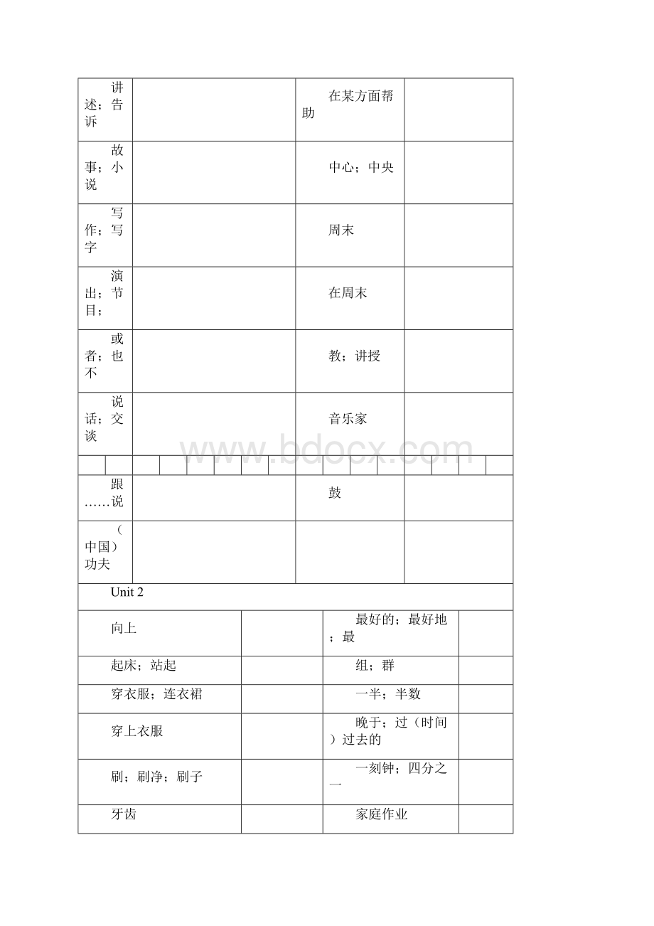 人教版英语七年级下册单词听写表格Word格式.docx_第2页