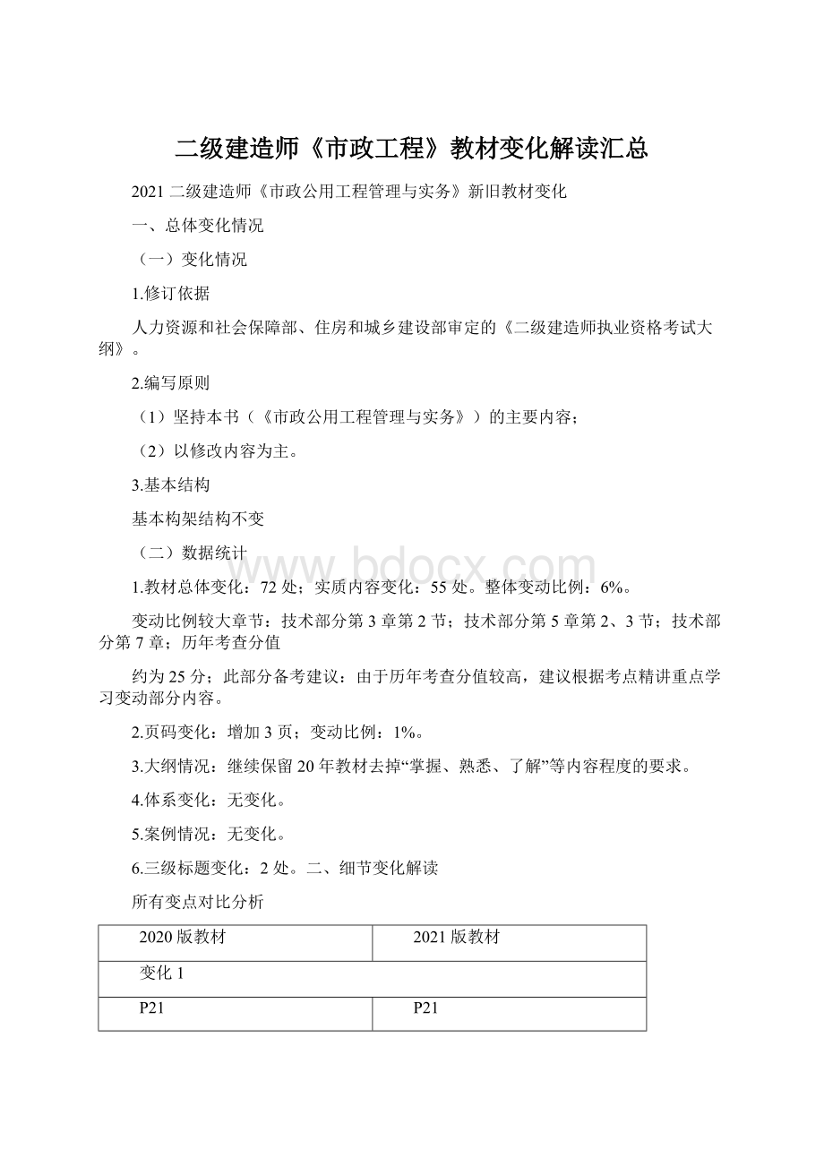 二级建造师《市政工程》教材变化解读汇总.docx_第1页