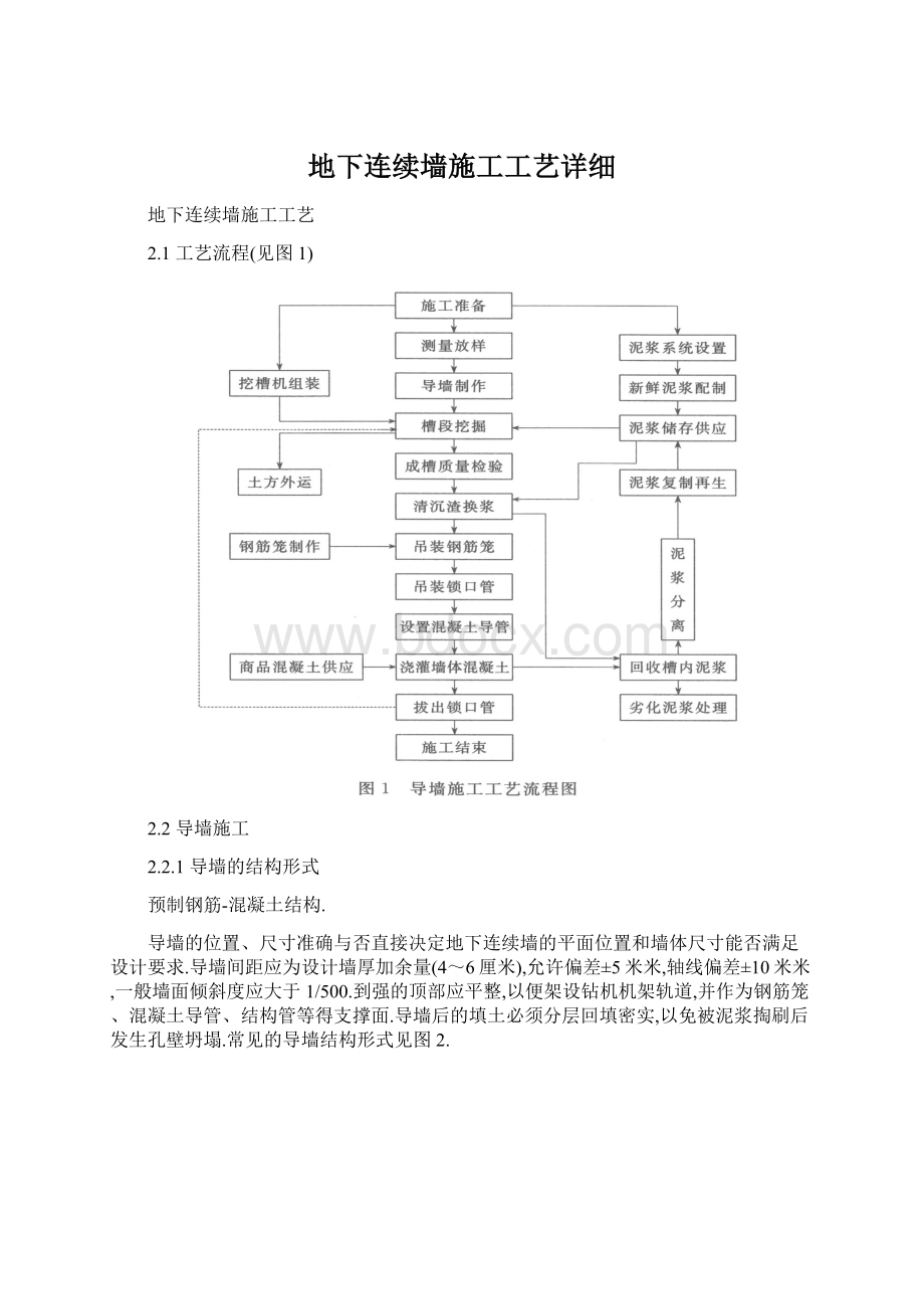 地下连续墙施工工艺详细Word文档下载推荐.docx_第1页