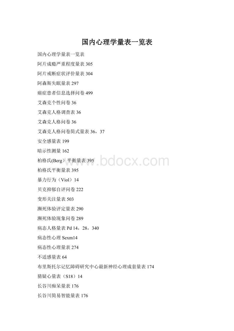 国内心理学量表一览表Word文档格式.docx