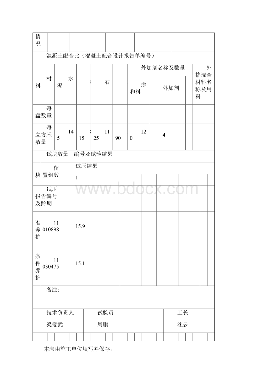 混凝土施工记录.docx_第2页