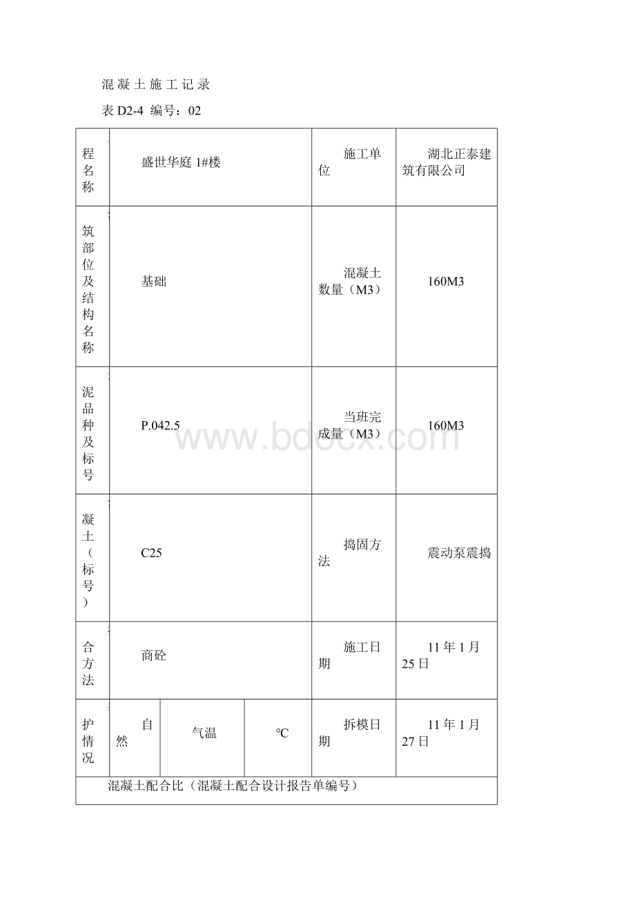 混凝土施工记录.docx_第3页