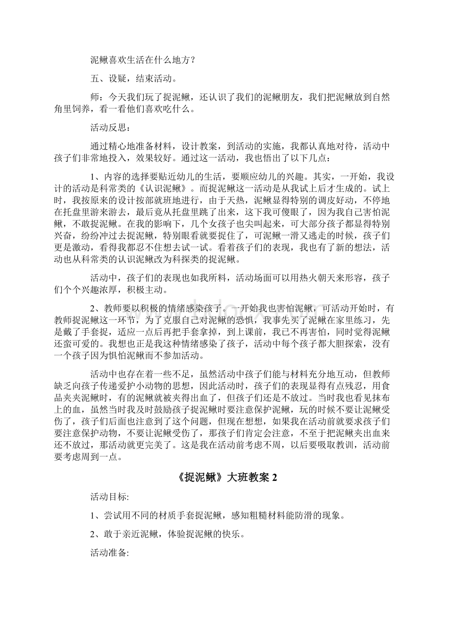 《捉泥鳅》大班教案文档格式.docx_第3页