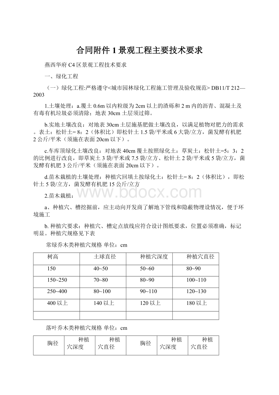 合同附件1景观工程主要技术要求.docx_第1页