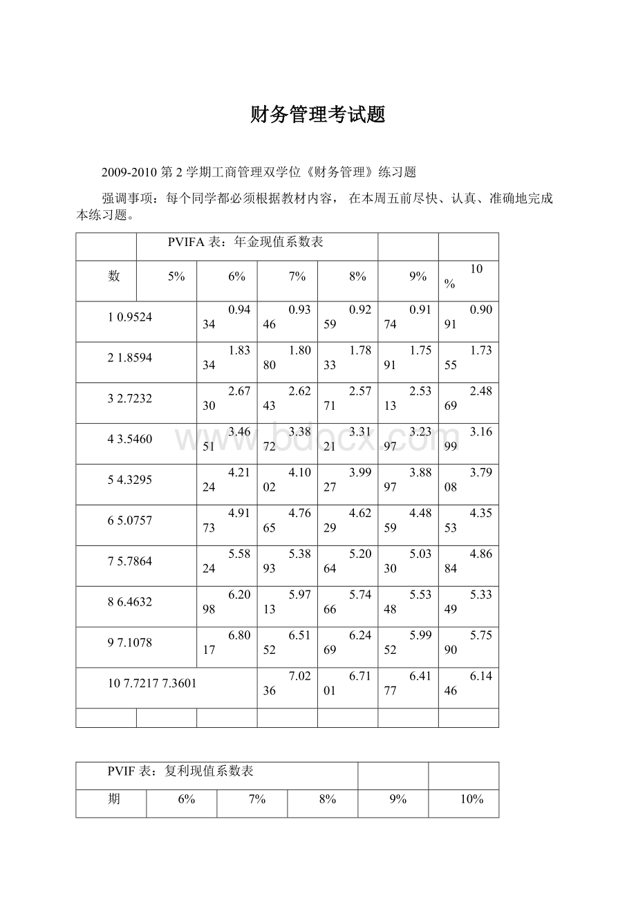 财务管理考试题.docx_第1页