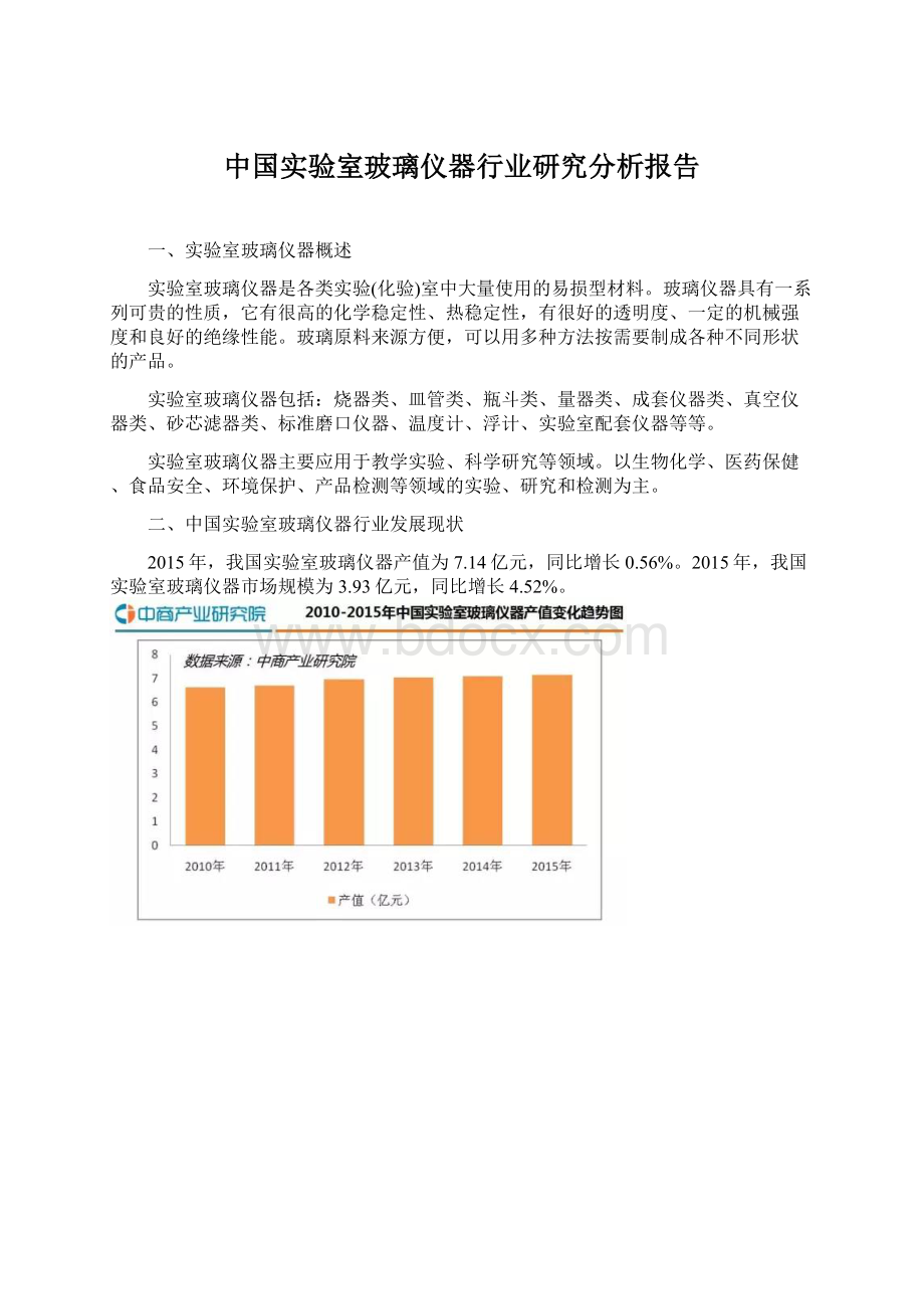 中国实验室玻璃仪器行业研究分析报告.docx_第1页