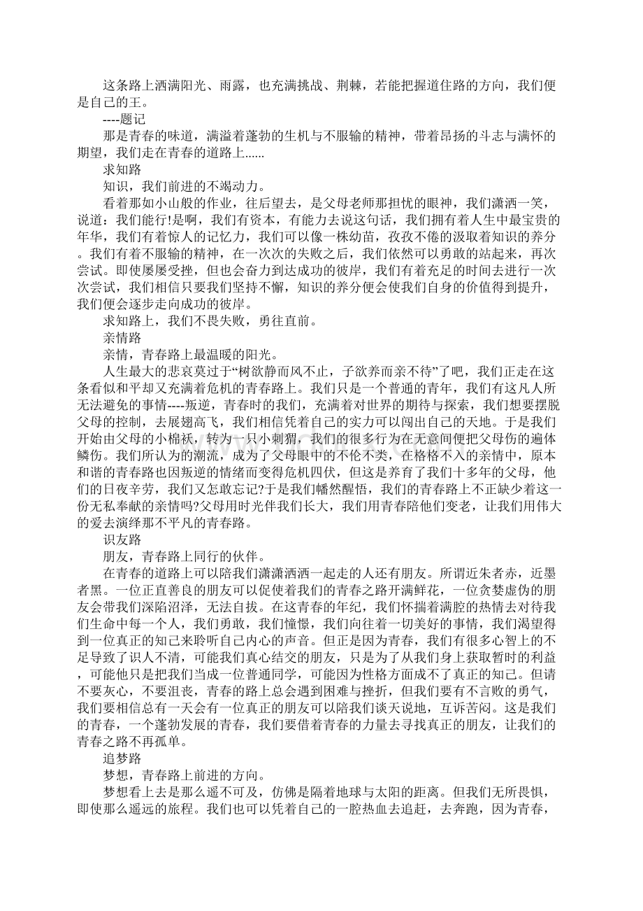 关于青春的优秀范文800字5篇.docx_第2页