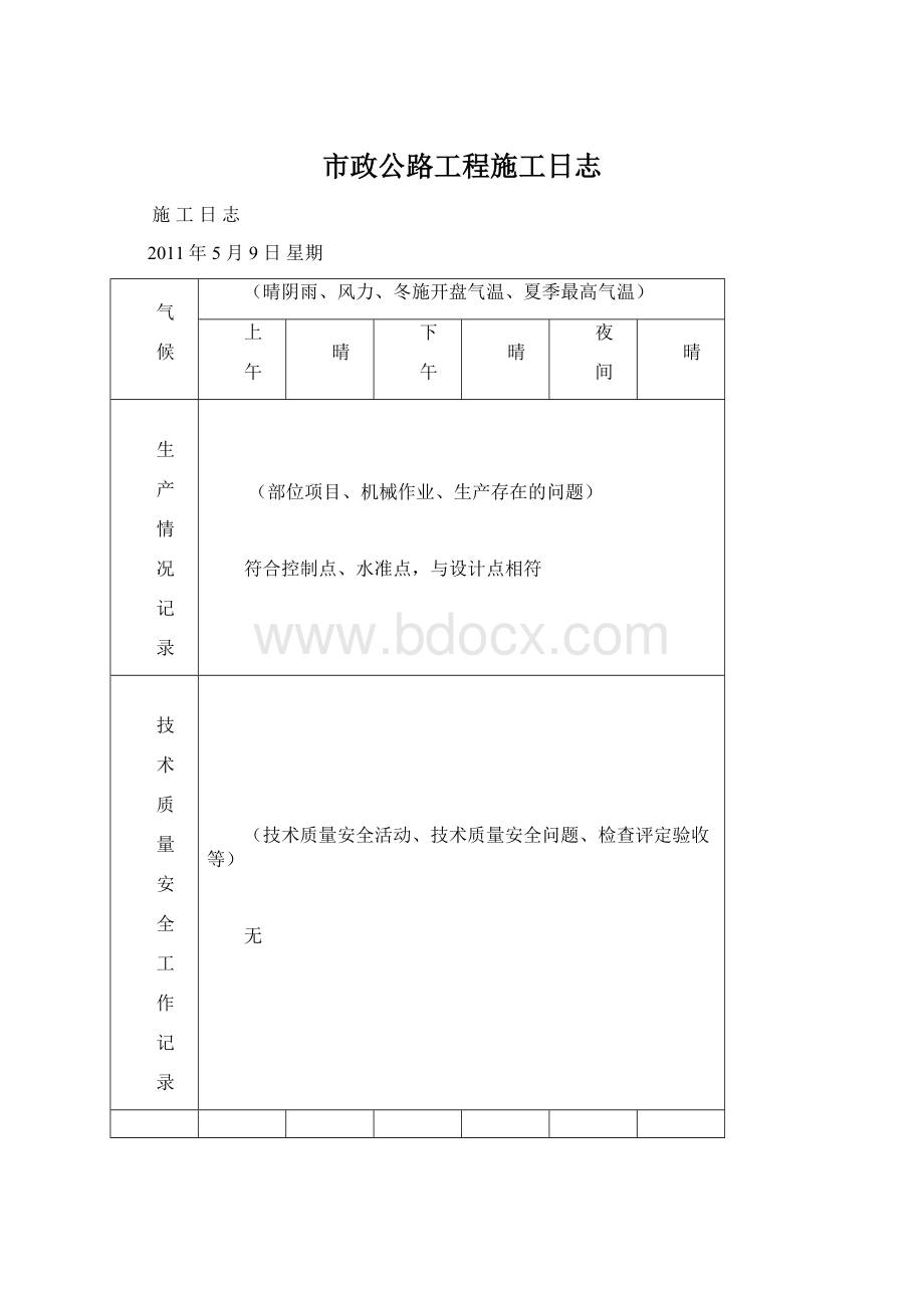 市政公路工程施工日志.docx