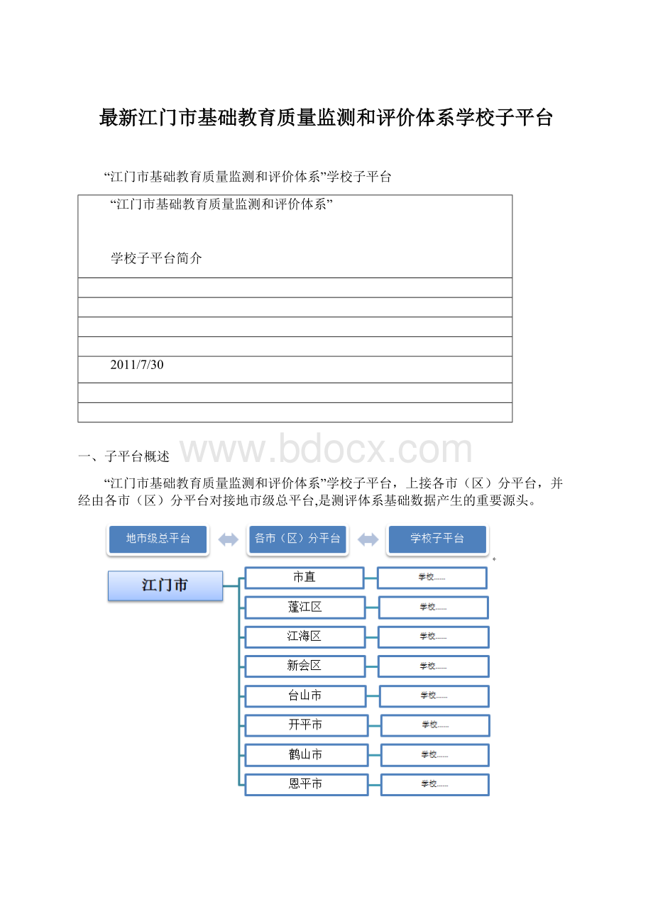 最新江门市基础教育质量监测和评价体系学校子平台Word格式.docx_第1页