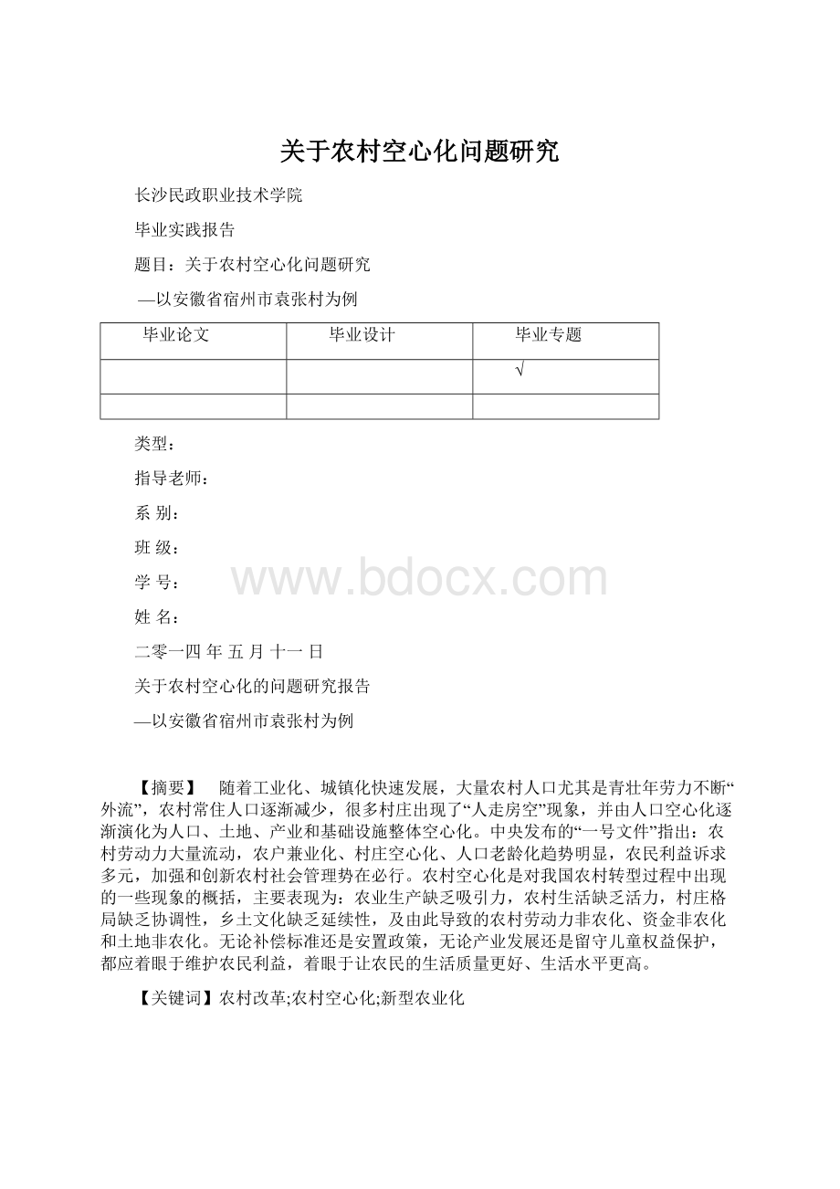 关于农村空心化问题研究Word格式文档下载.docx_第1页