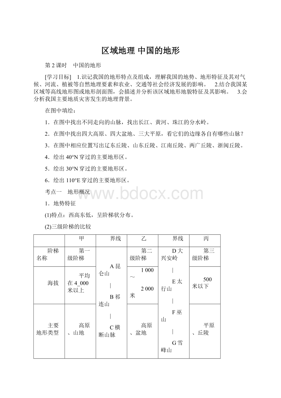 区域地理 中国的地形.docx_第1页