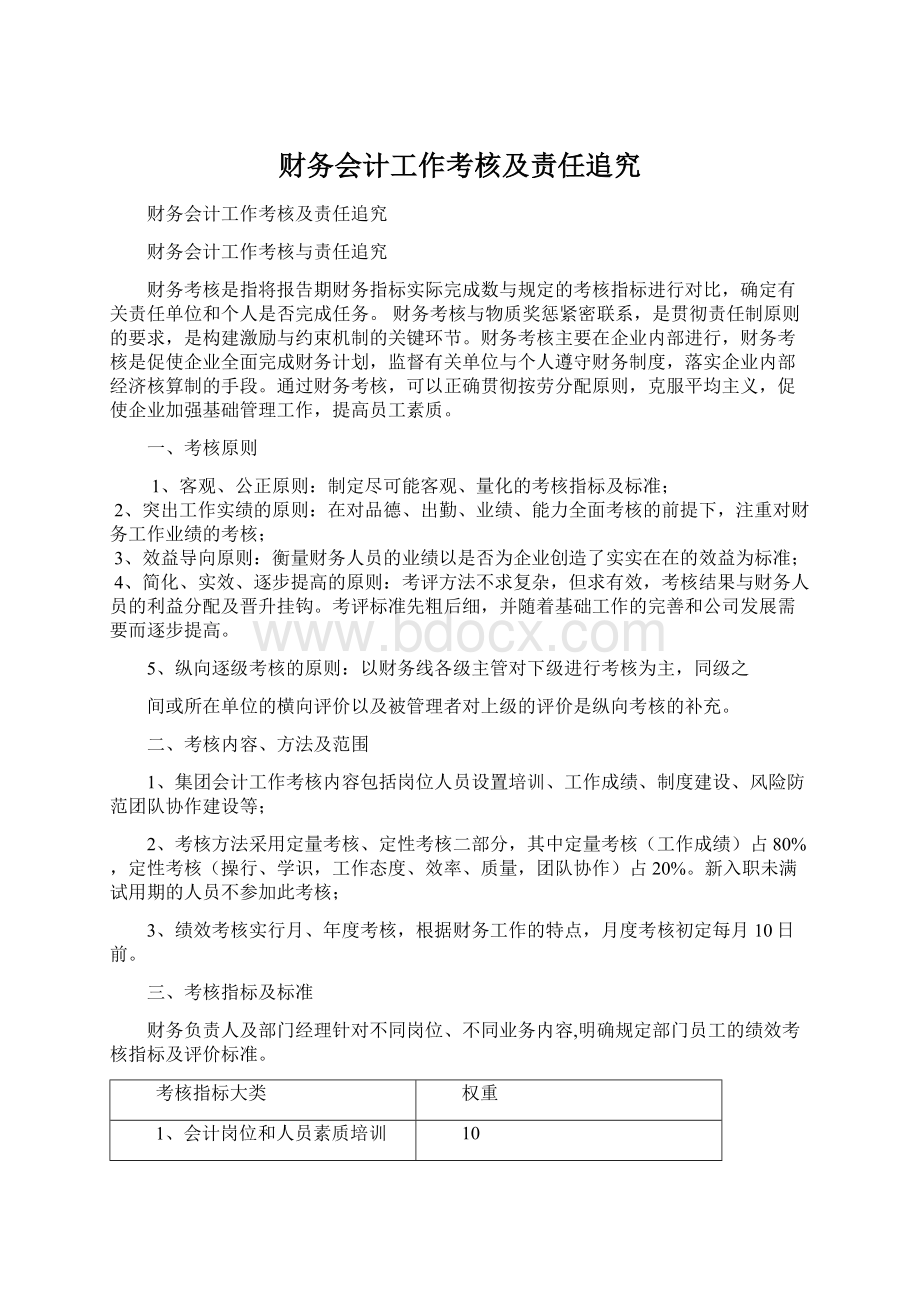 财务会计工作考核及责任追究文档格式.docx