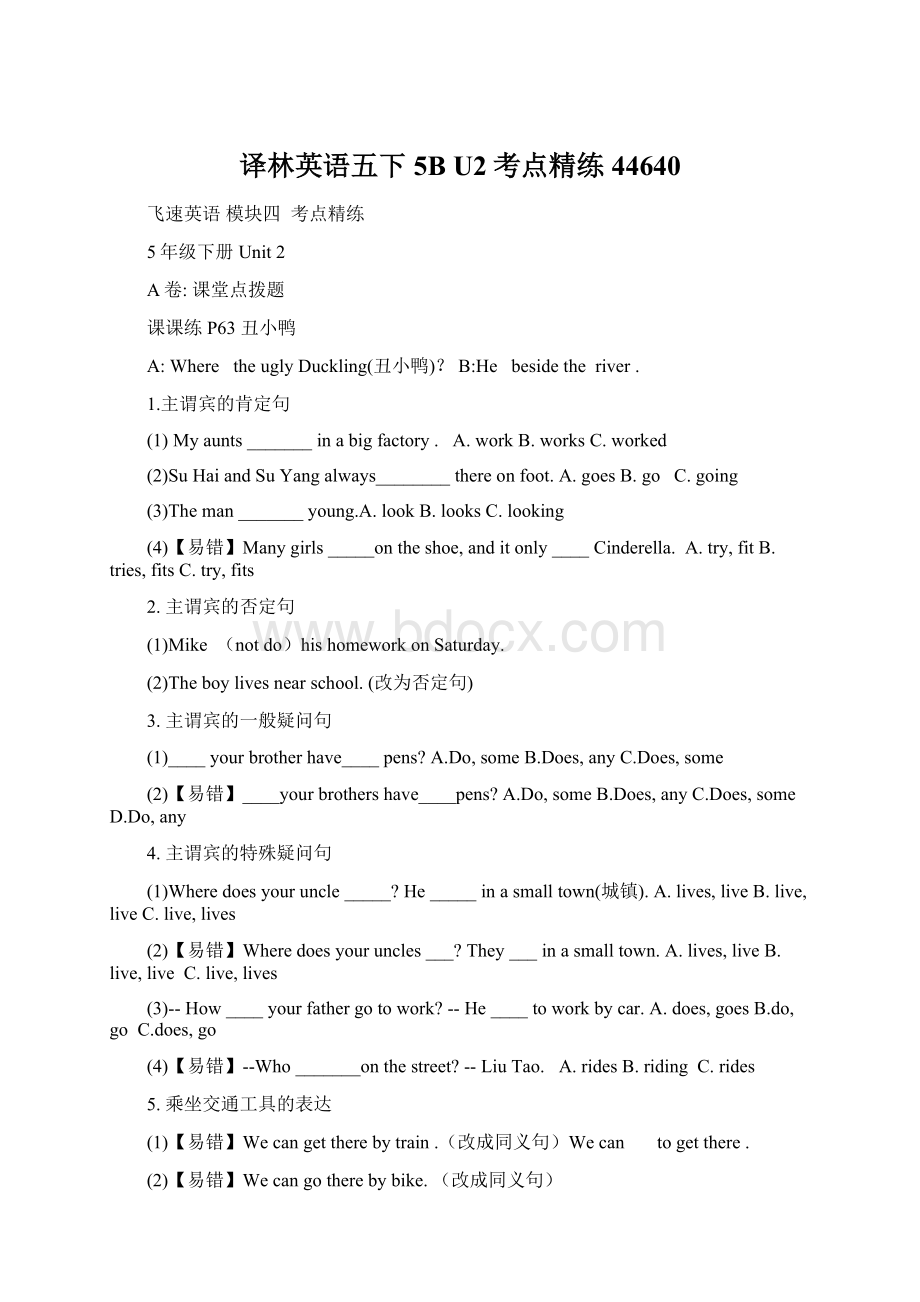 译林英语五下5B U2考点精练44640文档格式.docx