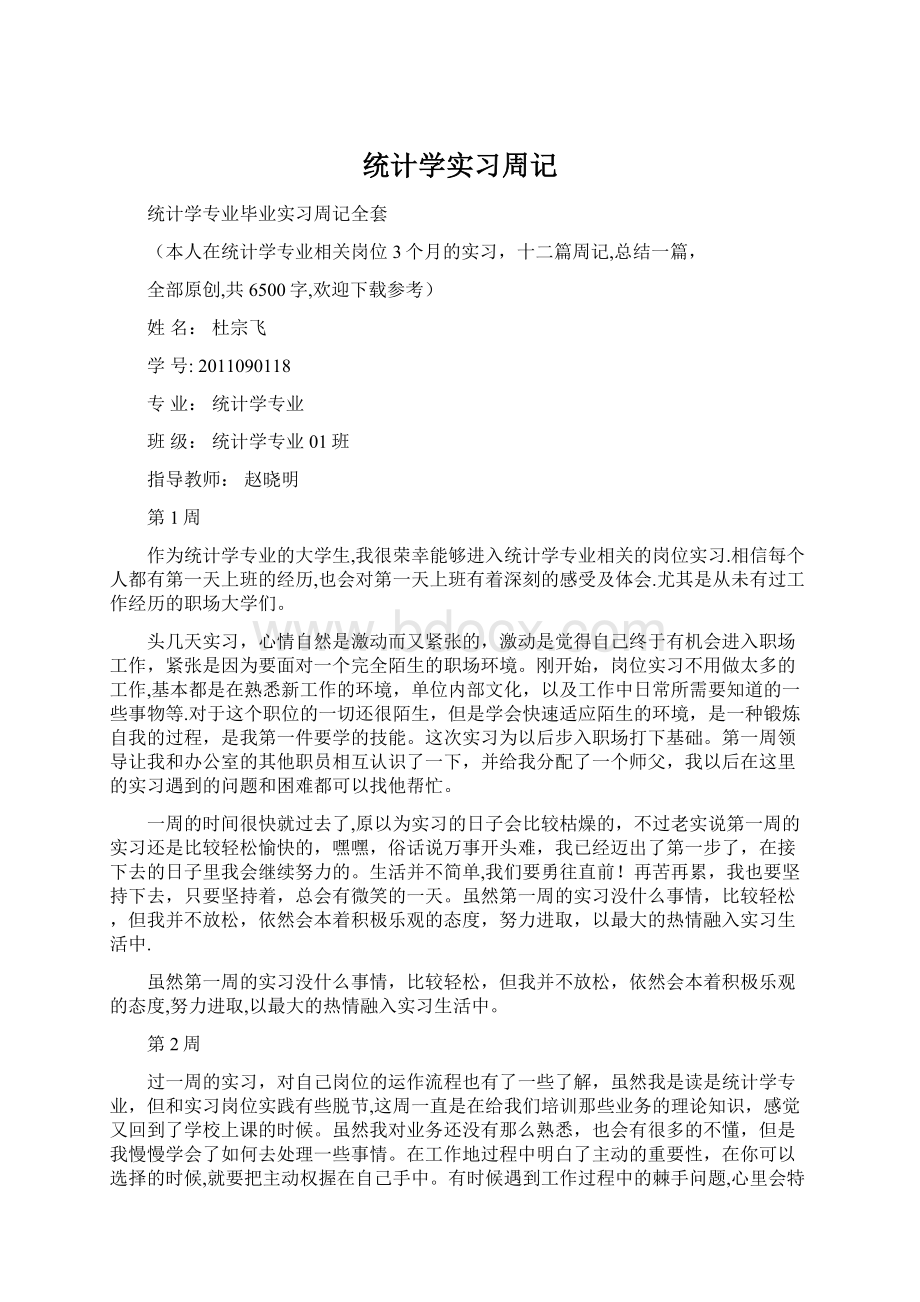 统计学实习周记.docx