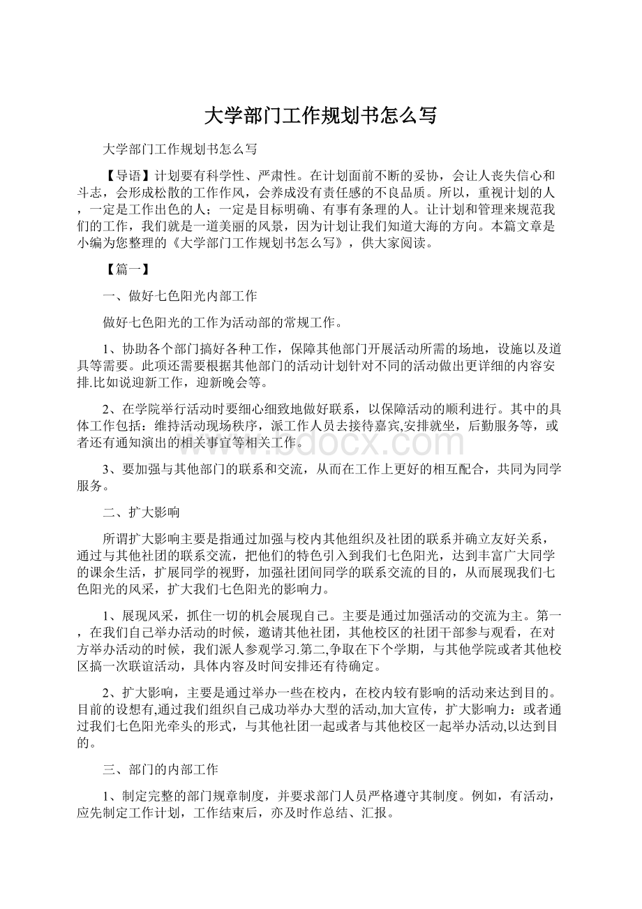 大学部门工作规划书怎么写Word文档格式.docx_第1页