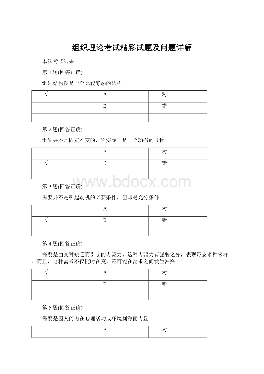 组织理论考试精彩试题及问题详解Word下载.docx