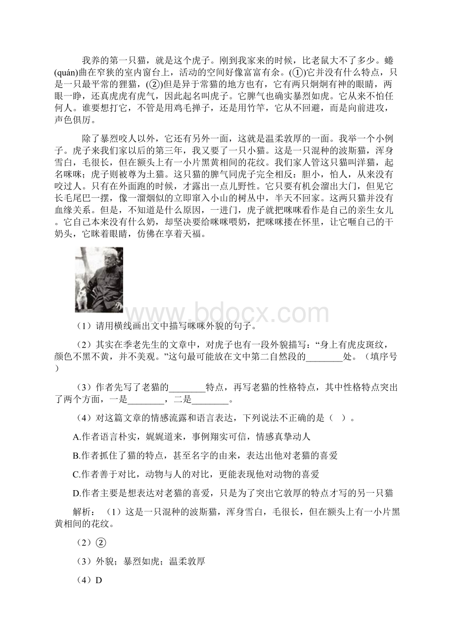 四年级语文阅读理解100经典题型带答案解析.docx_第3页