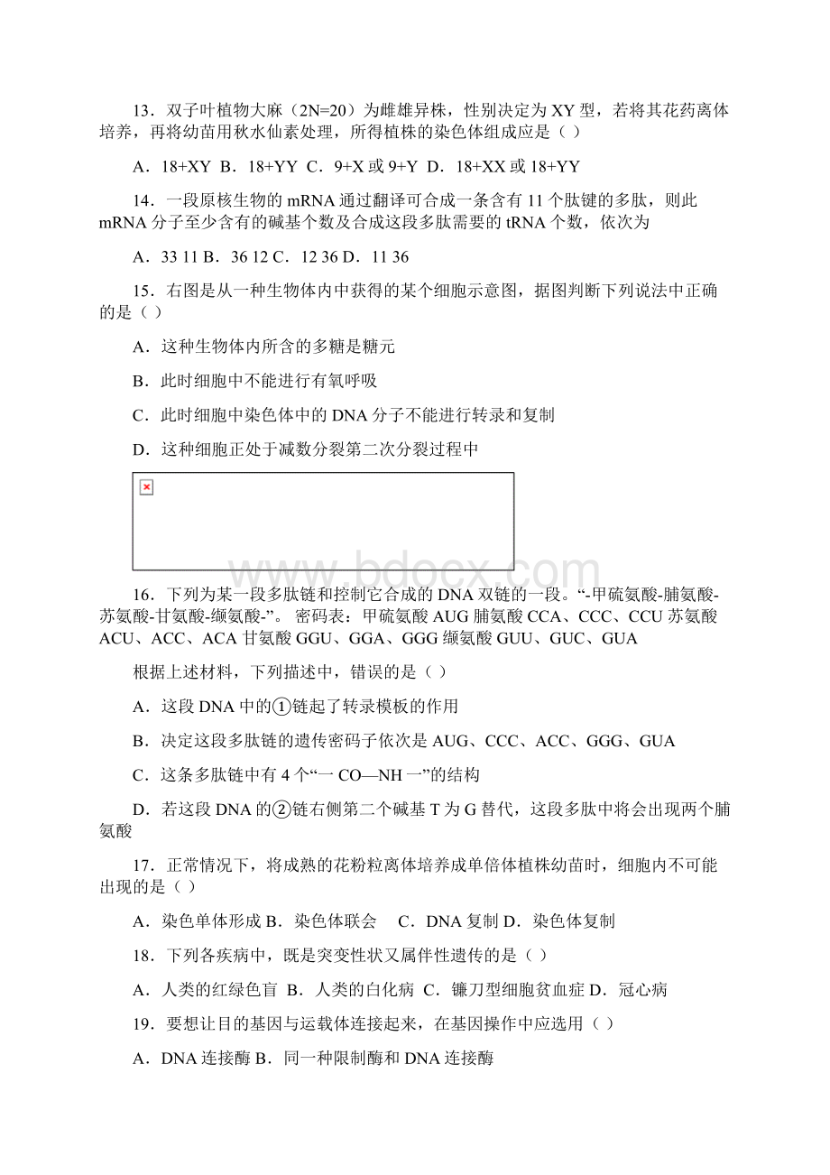 最新高中生物综合练习新人教版必修2.docx_第3页