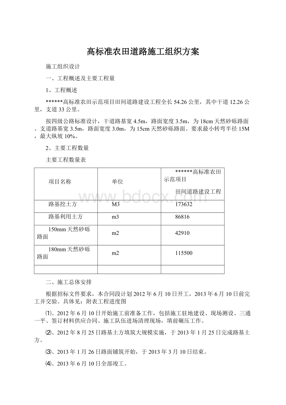 高标准农田道路施工组织方案.docx_第1页