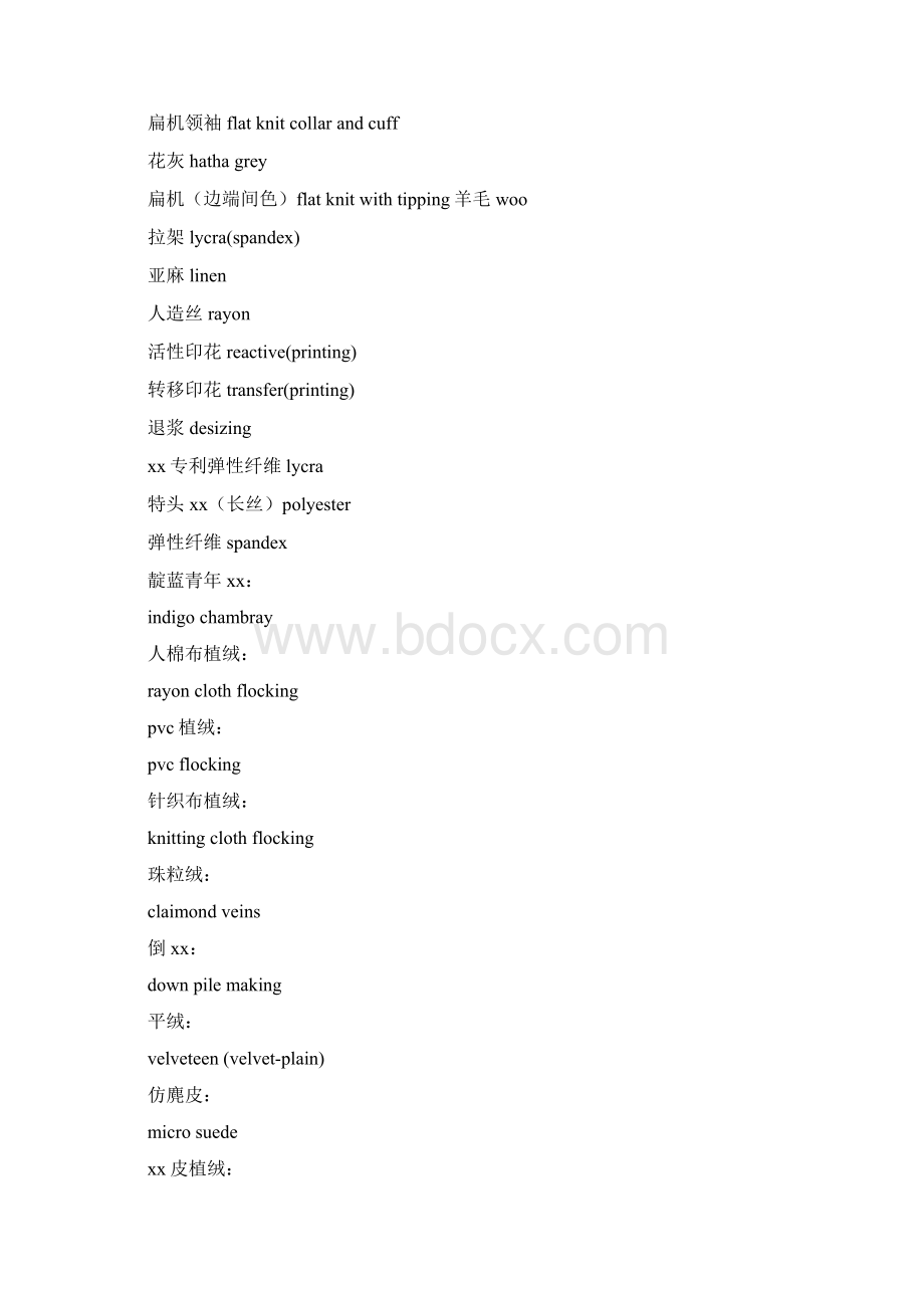 常见面料中英文对照Word文档格式.docx_第3页