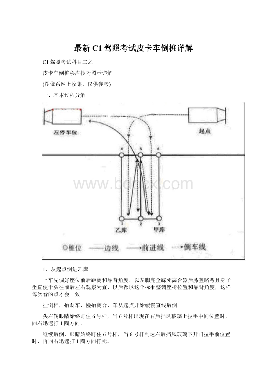 最新C1驾照考试皮卡车倒桩详解.docx