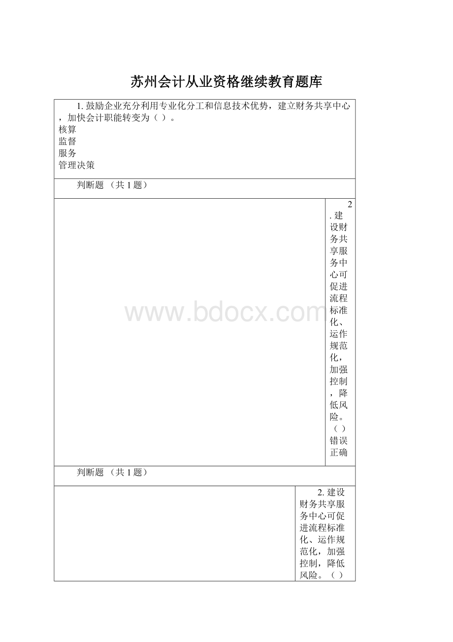 苏州会计从业资格继续教育题库Word格式文档下载.docx_第1页