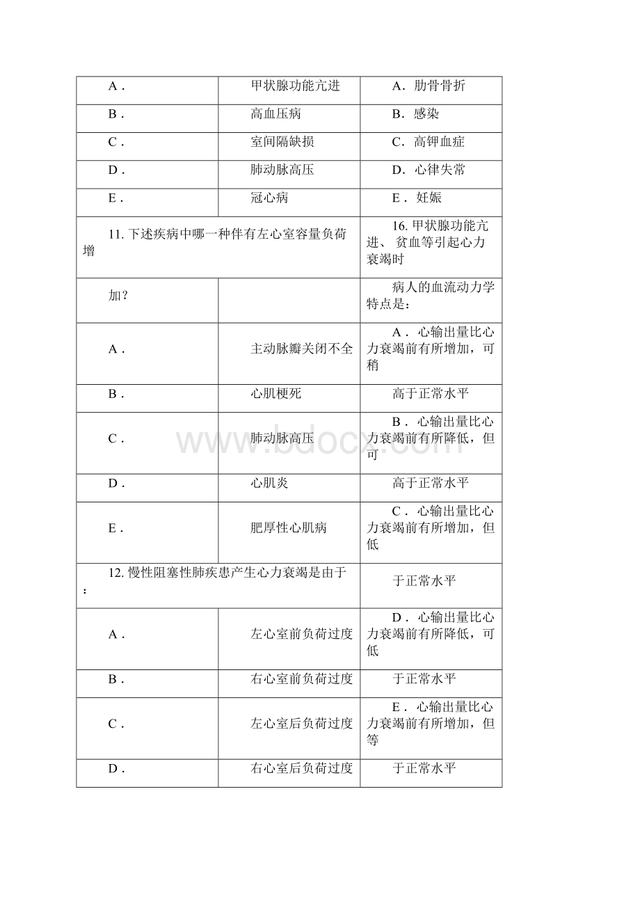 病理生理学第十三章心功能不全试题及答案Word格式.docx_第3页