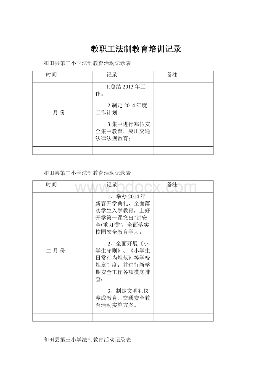 教职工法制教育培训记录Word文档格式.docx