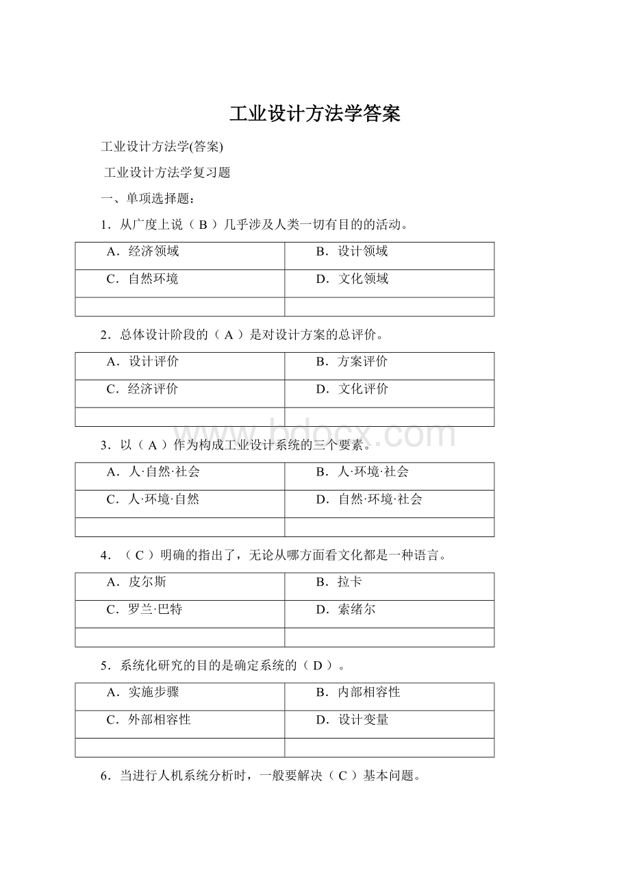 工业设计方法学答案.docx_第1页