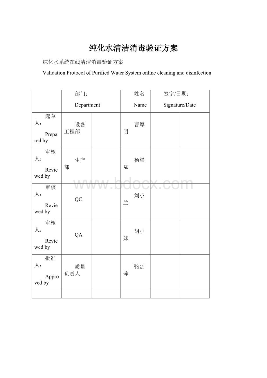 纯化水清洁消毒验证方案.docx_第1页