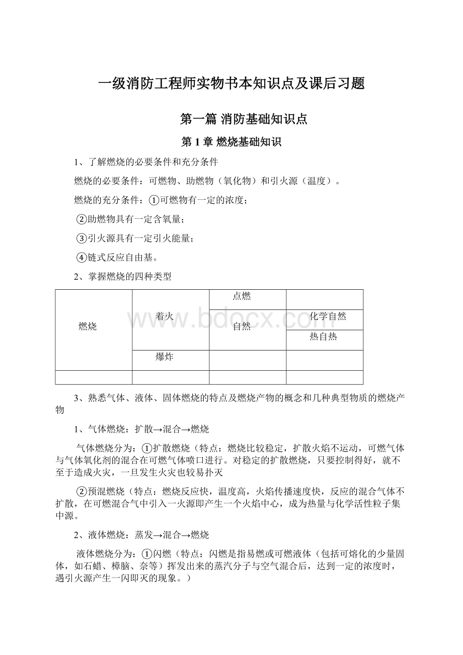 一级消防工程师实物书本知识点及课后习题Word格式文档下载.docx