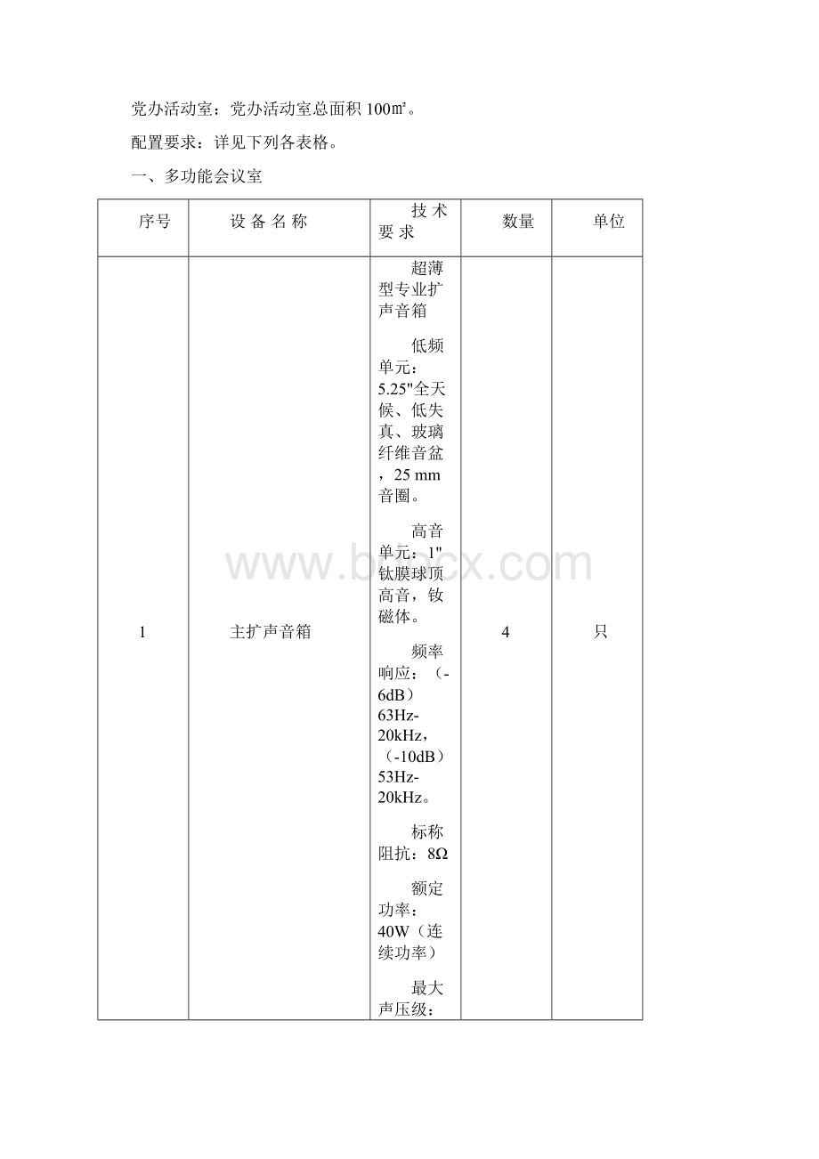 会议室音响设备技术参数与要求Word文档格式.docx_第3页