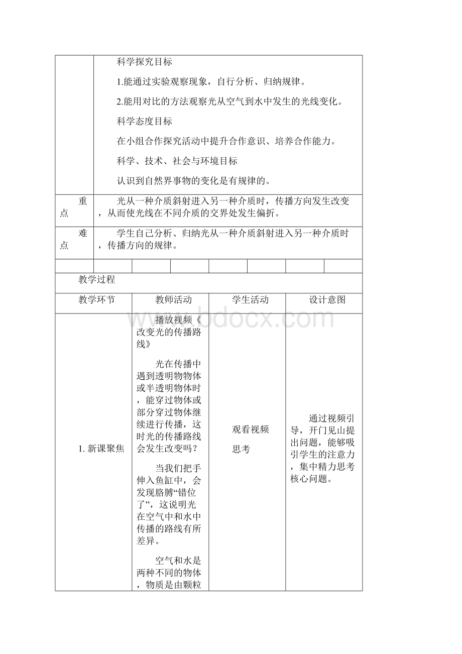 新教科版五年级上册科学14《光的传播方向会发生改变吗》教案Word文件下载.docx_第2页