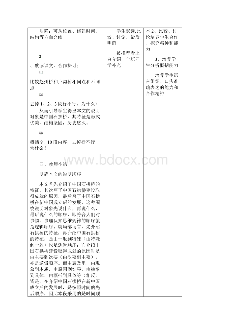 语文八年级上人教新课标11中国石拱桥表格式教案.docx_第3页