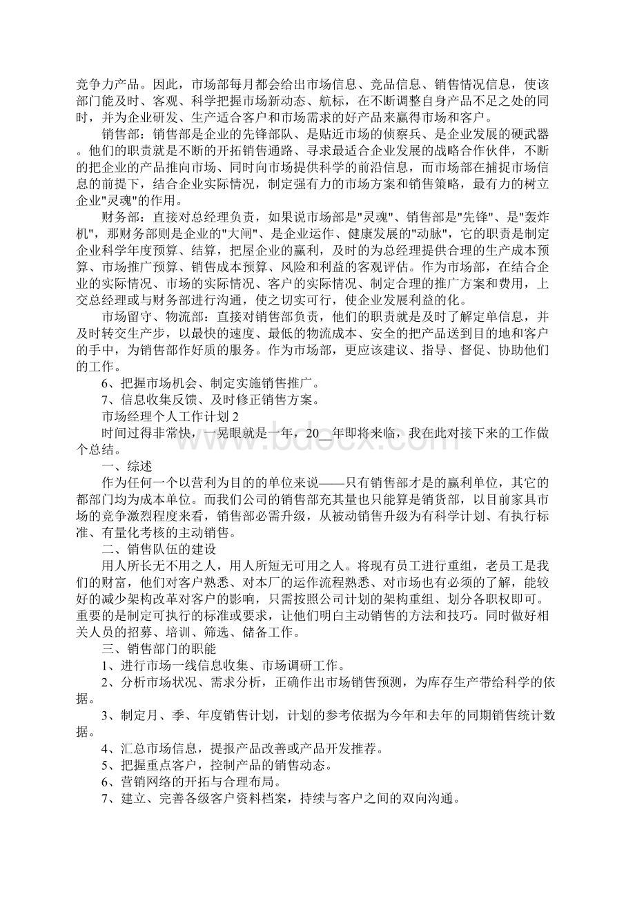 市场经理个人工作计划.docx_第2页