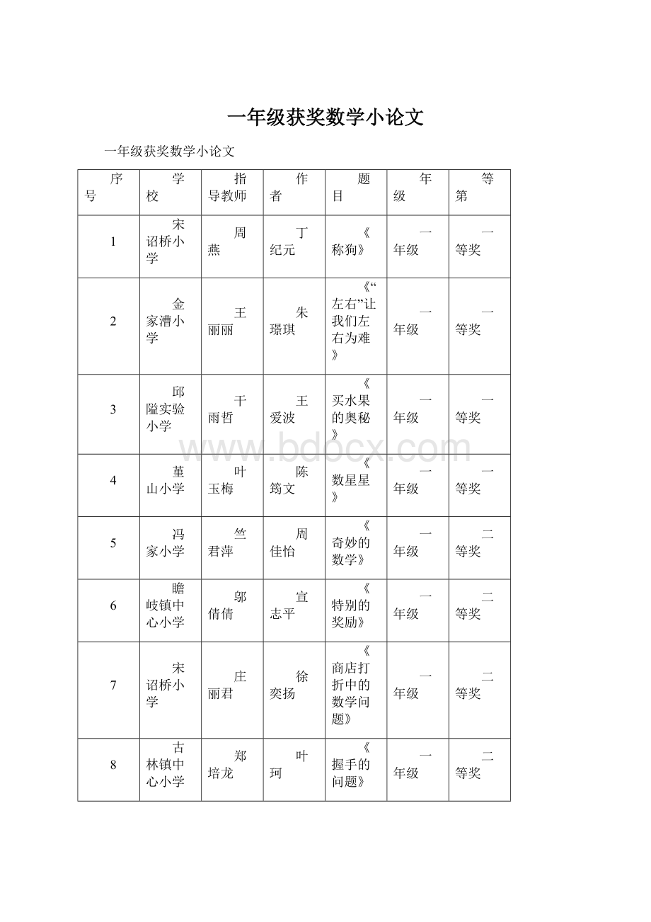 一年级获奖数学小论文.docx